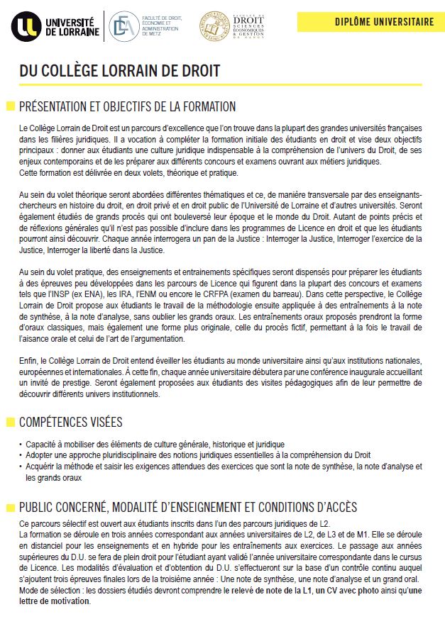 Plaquette DU CLD 2023